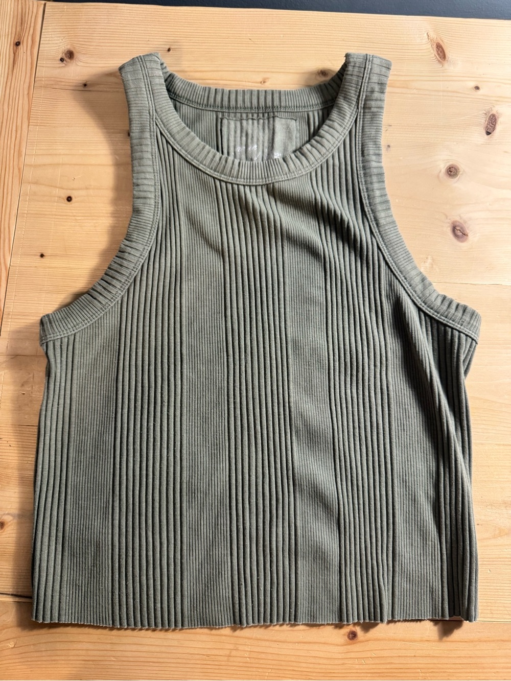 AERIE  Ribbed Sleeveless Tank Top - Olive Green